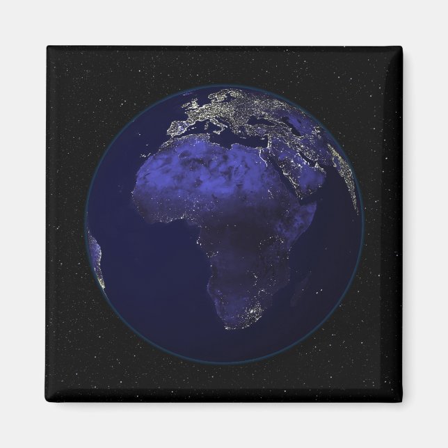 Íman Cheio Terra à noite mostrando África e Europa (Frente)