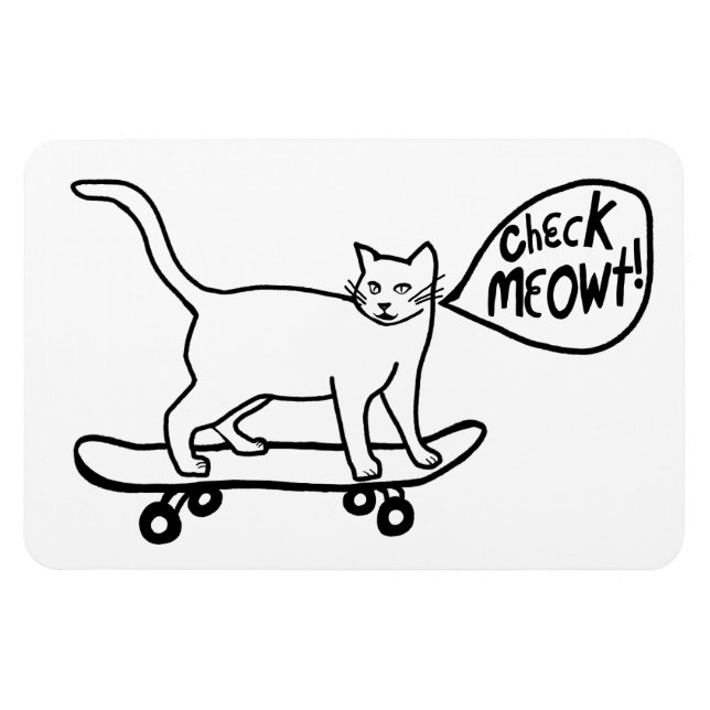 Íman Cheque Meowt! Gato de Skateboard Kitty (Horizontal)