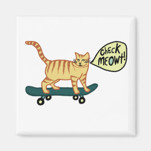 Íman Cheque Meowt! Skate Tabby Cat