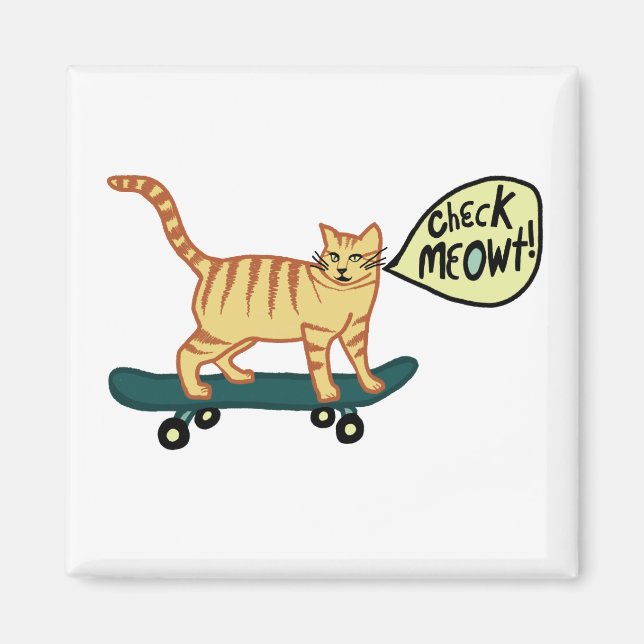 Íman Cheque Meowt! Skate Tabby Cat (Frente)