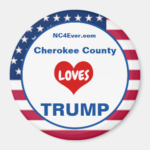 Íman Cherokee County LOVES TRUMP Fridge Patriótica