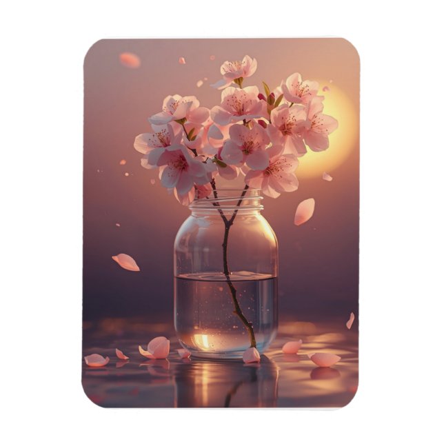 Íman Cherry Blossom Postcard - Elegant Hand-Drawn Sakur (Vertical)