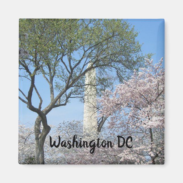 Íman Cherry Blossoms e o Monumento de Washington em DC (Frente)