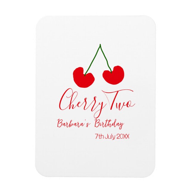 Íman Cherry two 2nd birthday red cherry kids simple  (Vertical)