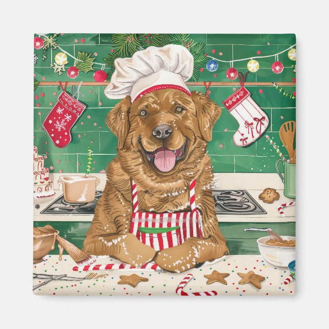 Íman Chesapeake Bay Retriever Assando: Natal Festivo (Frente)