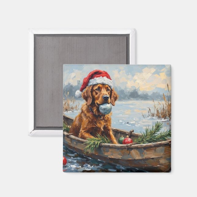 Íman Chesapeake Bay Retriever Christmas Hunting Boat (Front/Back)