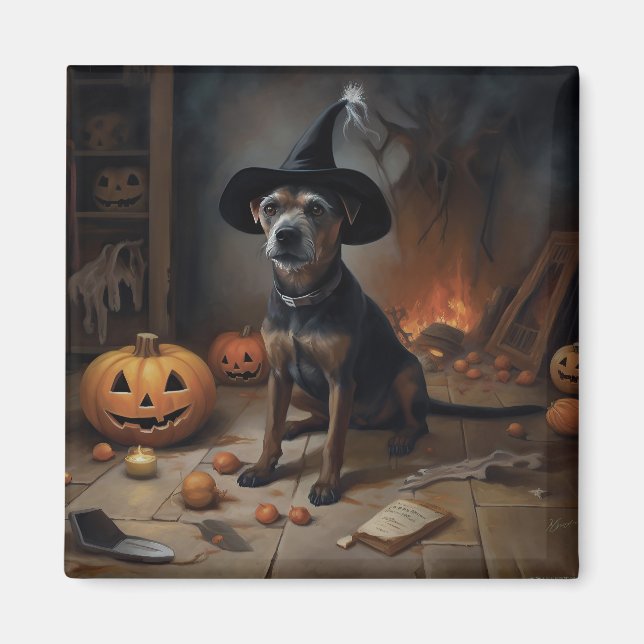 Íman Chesapeake Bay Terrier Pumpkins Halloween Ascarado (Frente)