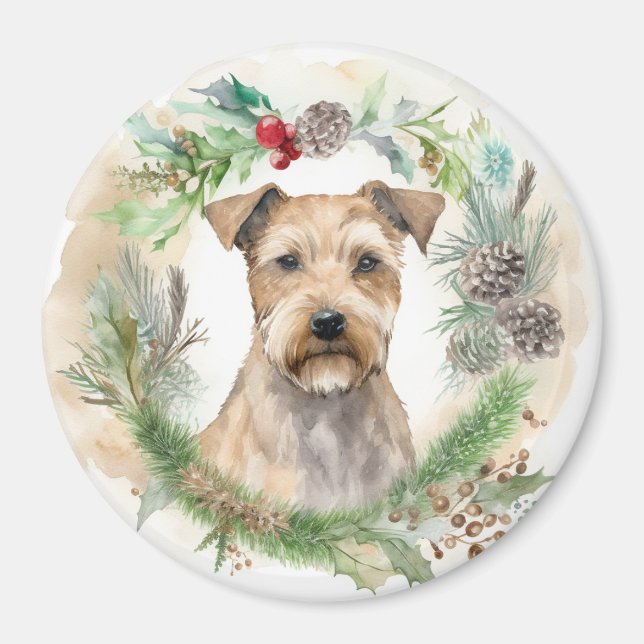 Íman Chesapeake Bay Terrier Wreath de Natal Festivo (Frente)