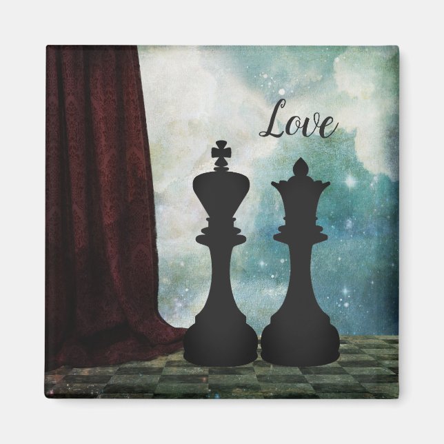 Íman Chess Piece King e Queen Love Casais (Frente)