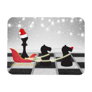 Íman Chess Santa Claus e Reindeer Natal