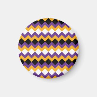 Íman Chevron amarelo, roxo, preto e branco