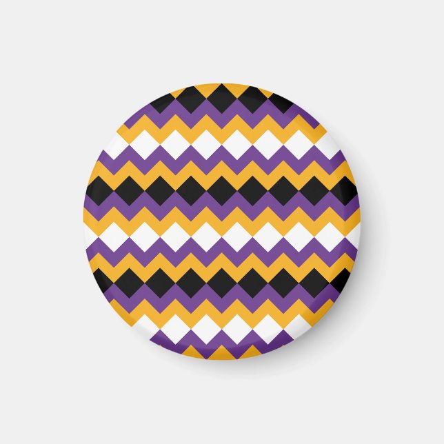 Íman Chevron amarelo, roxo, preto e branco (Frente)