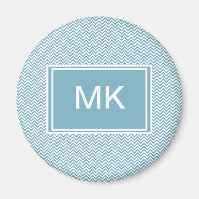 Íman Chevron Azul com Monograma (Frente)