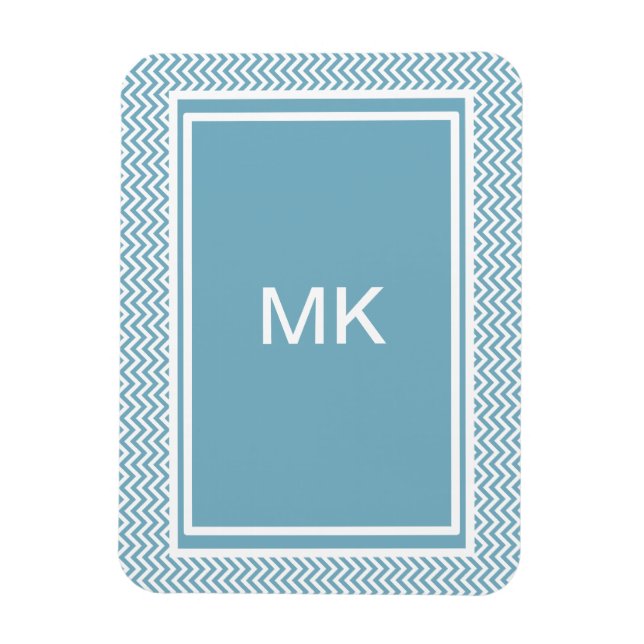 Íman Chevron Azul com Monograma (Vertical)