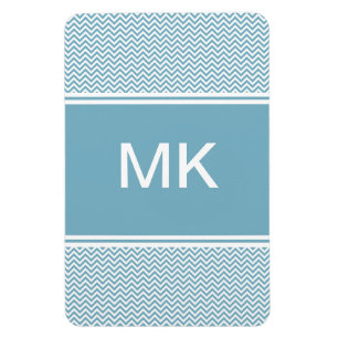 Íman Chevron azul com monograma