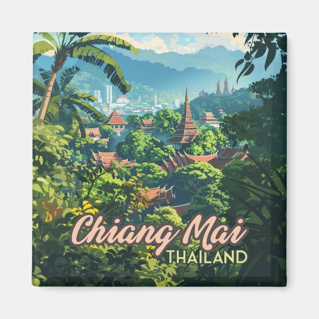 Íman Chiang Mai Thailand Asia Templates Mountain Vintag (Frente)