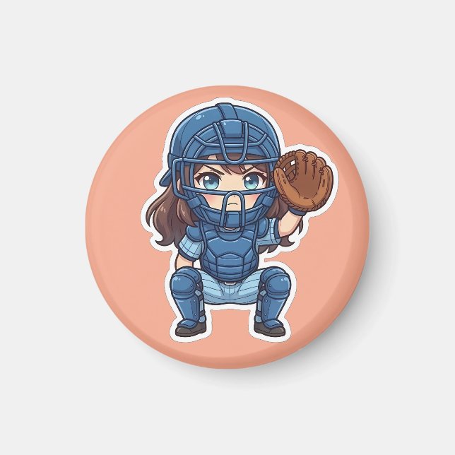 Íman Chibi Baseball Edição 2026 - Agachamento do Recept (Frente)