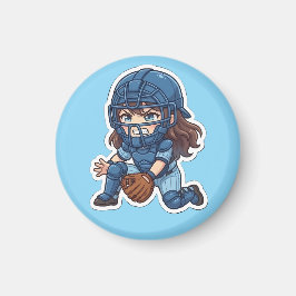 Íman Chibi Baseball Edição 2026 - Apanhador Bloqueando