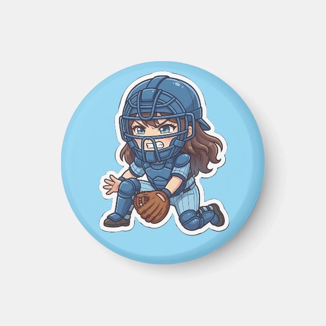 Íman Chibi Baseball Edição 2026 - Apanhador Bloqueando (Frente)