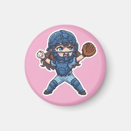 Íman Chibi Baseball Edição 2026 - Rebatida do Apanhador