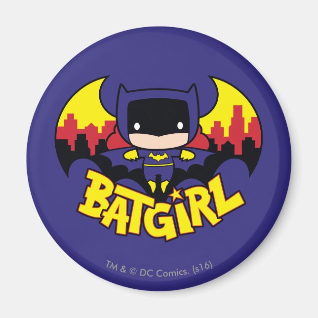Íman Chibi Batgirl Com Skyline & Logo Gotham (Frente)
