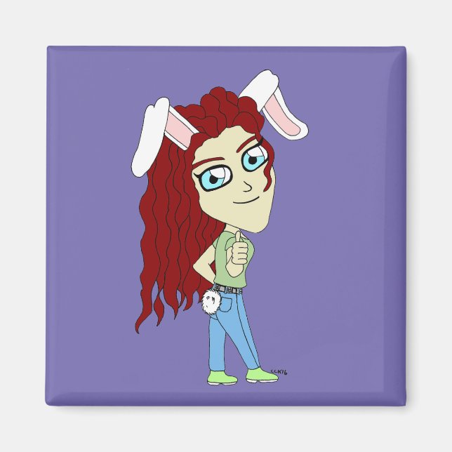 Íman Chibi Bunnygirl dando um polegar para cima (Frente)