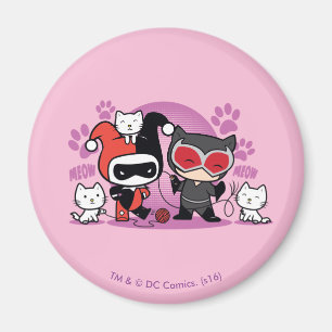 Íman Chibi Harley Quinn & Chibi Catman Com Gatos