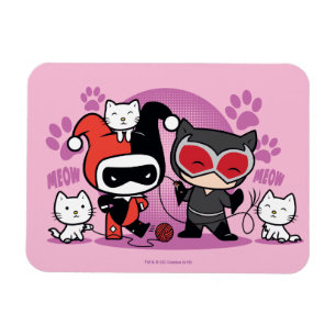 Íman Chibi Harley Quinn e Chibi - Mulher Gato