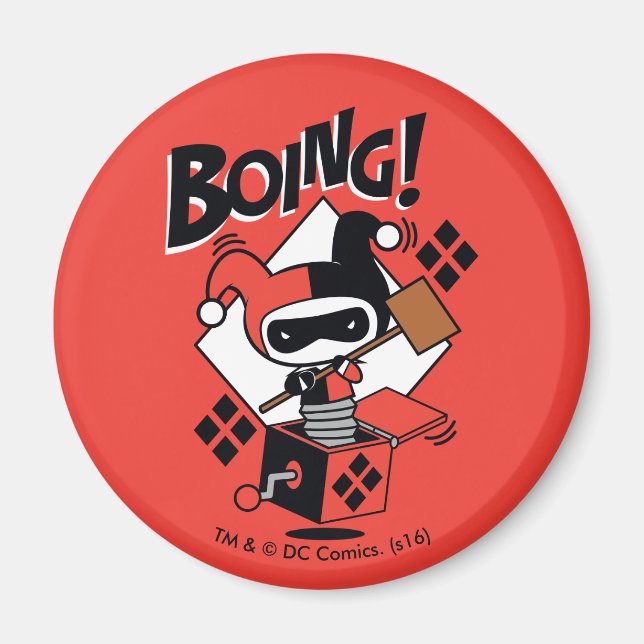 Íman Chibi Harley-Quinn-In-A-Box Com Martelo (Frente)