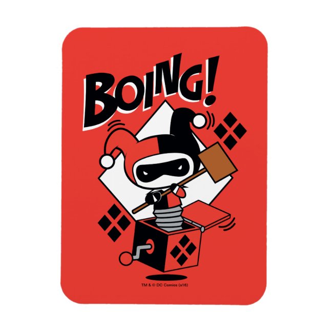 Íman Chibi Harley-Quinn-In-A-Box Com Martelo (Vertical)