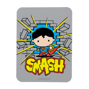 Íman Chibi Super-Homem Esmagando Pela Parede De Brick