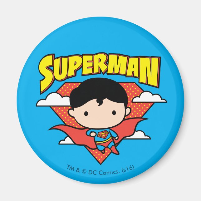 Íman Chibi Superman Bolinhas Shield e Nome (Frente)