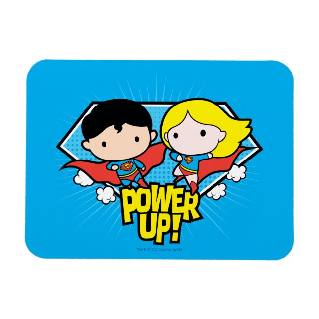 Íman Chibi Superman e Chibi Supergirl Ligam! (Horizontal)
