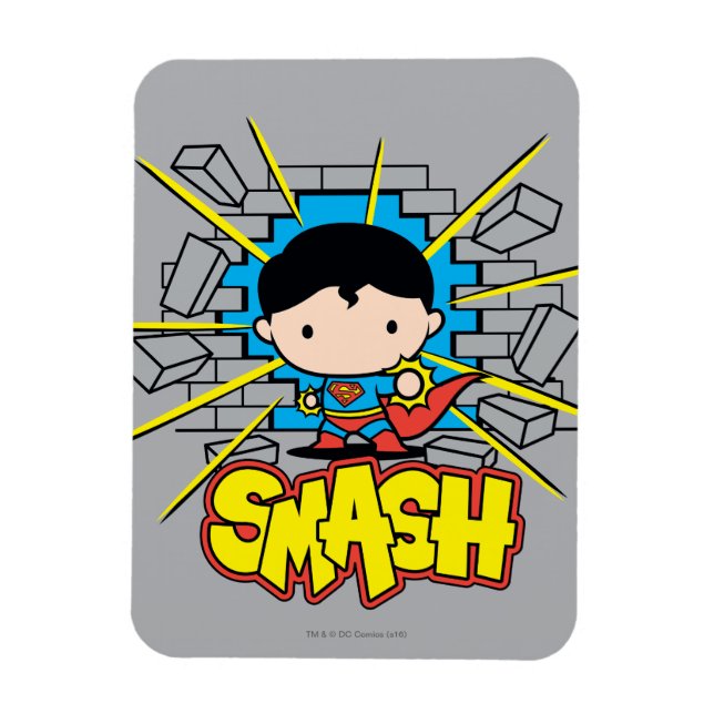 Íman Chibi Superman Smashing Através da Parede de tijol (Vertical)