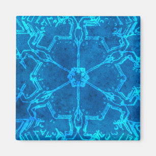 Íman Chic Blue Abstract Snowflake Flower Magnet