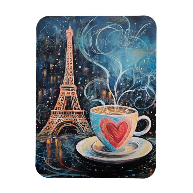 Íman Chic Eiffel Tower Heart Café Café Café Chalk Paris (Vertical)