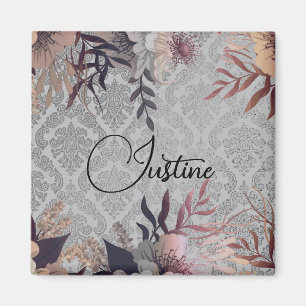 Íman Chic Floral Elegant Damask Personalizado