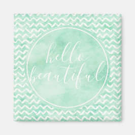 Íman Chic Mint Chevron Stripes Olá Bonita