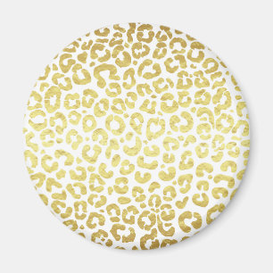 Íman Chic Modern Dourado Leopardo Branco Jaguar Cheetah