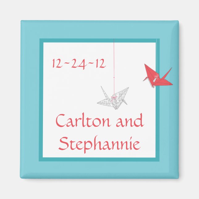 Íman Chic Origami Birds Wedds Favor Magnet (Frente)