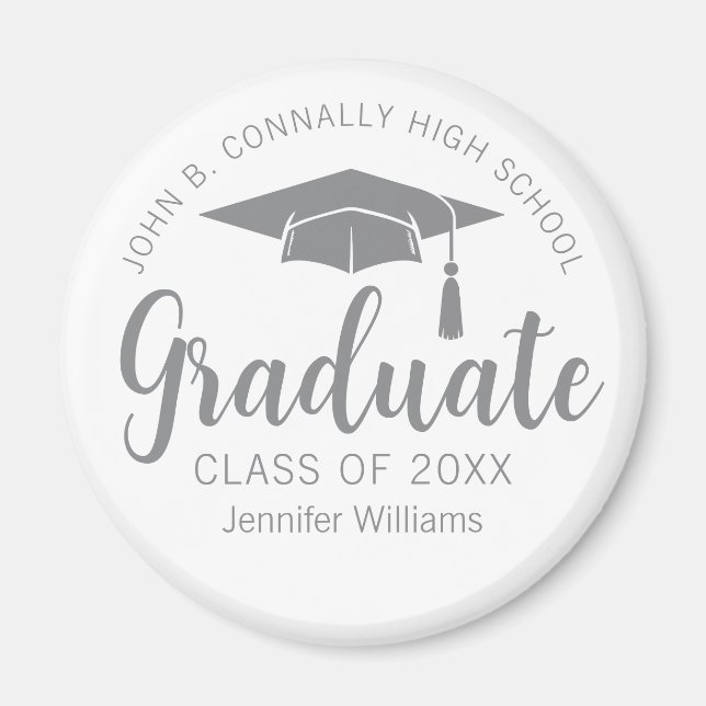 Íman Chic Prata Cinza Graduado Personalizado Graduação (Frente)