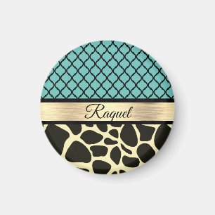 Íman Chic Quatrefoil Girafa Impressão