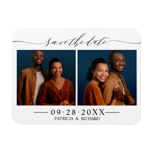 Íman Chic Script Casamento Save The Date 2 Colagem de F