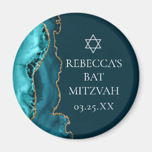 Íman Chic Teal Dourado Agate Bat Mitzvah