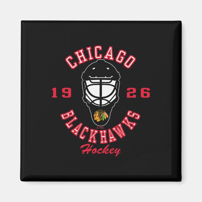 Íman Chicago Blackhawks Hockey Mask Black Officially Li (Frente)