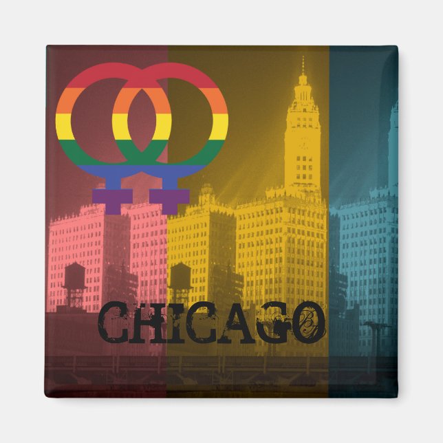 Íman Chicago Gay Lésbica Interest Wrigley Bldg 1930 (Frente)