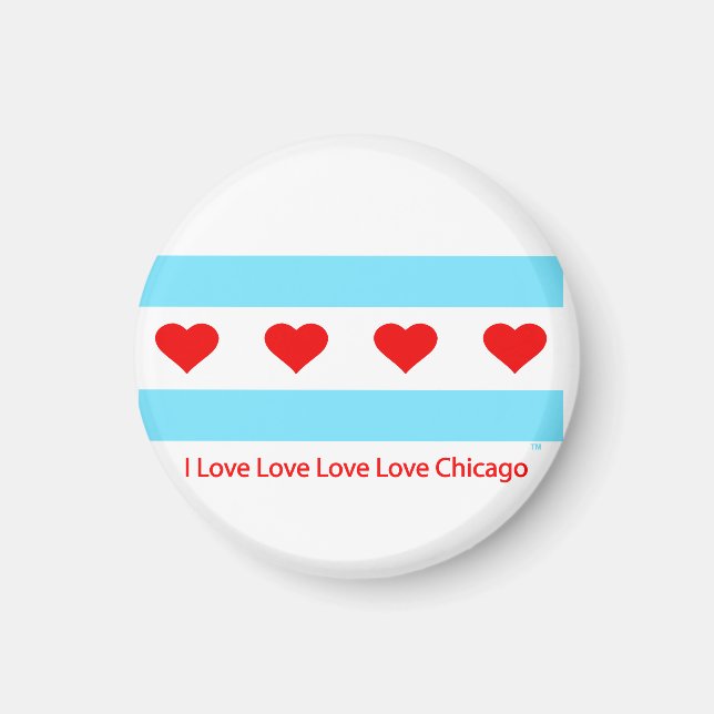 Íman Chicago Heart Flag - I Love x 4 Chi Round Magnet (Frente)
