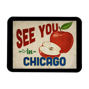 Íman Chicago Illinois Apple - Vintage Travel