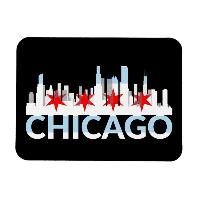 Íman Chicago Illinois Cidade Ventosa 4 Estrelas Logotip (Horizontal)