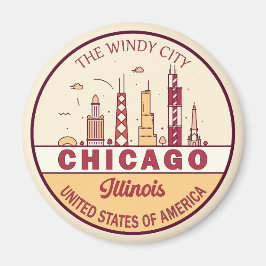 Íman Chicago Illinois City Skyline Emblem